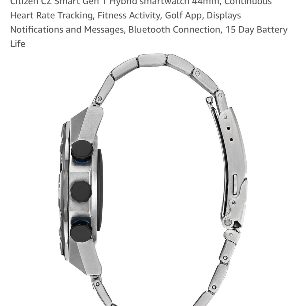 Citizen Silver and Black Smartwatch with Stainless Steel Design - Picture 2 of 5
